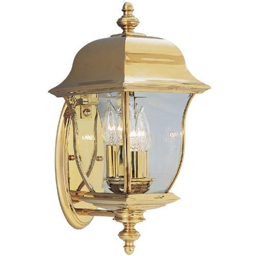 Designers Fountain Exterior Wall Lantern in Polished Brass PVD finish with Clear