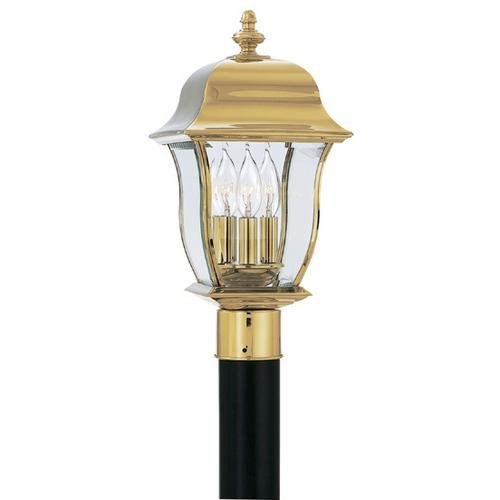 Designers Fountain Exterior Post Lantern in Polished Brass PVD finish with Clear