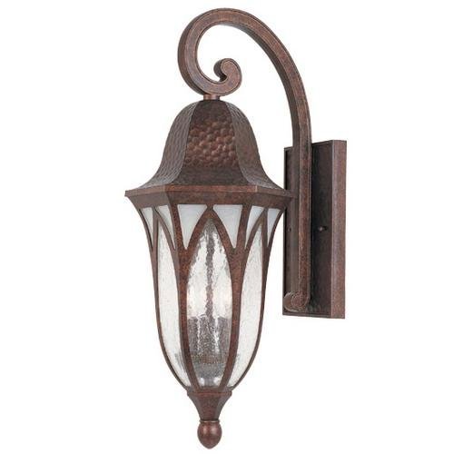 Designers Fountain Exterior Wall Lantern in Burnished Antique Copper with Clear & Frosted Seedy