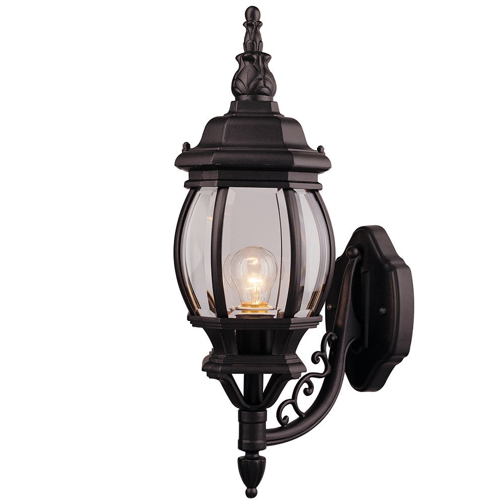 Designers Fountain 6" Wall Lantern in Black with Clear