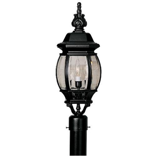 Designers Fountain Exterior Post Lantern in Black with Clear