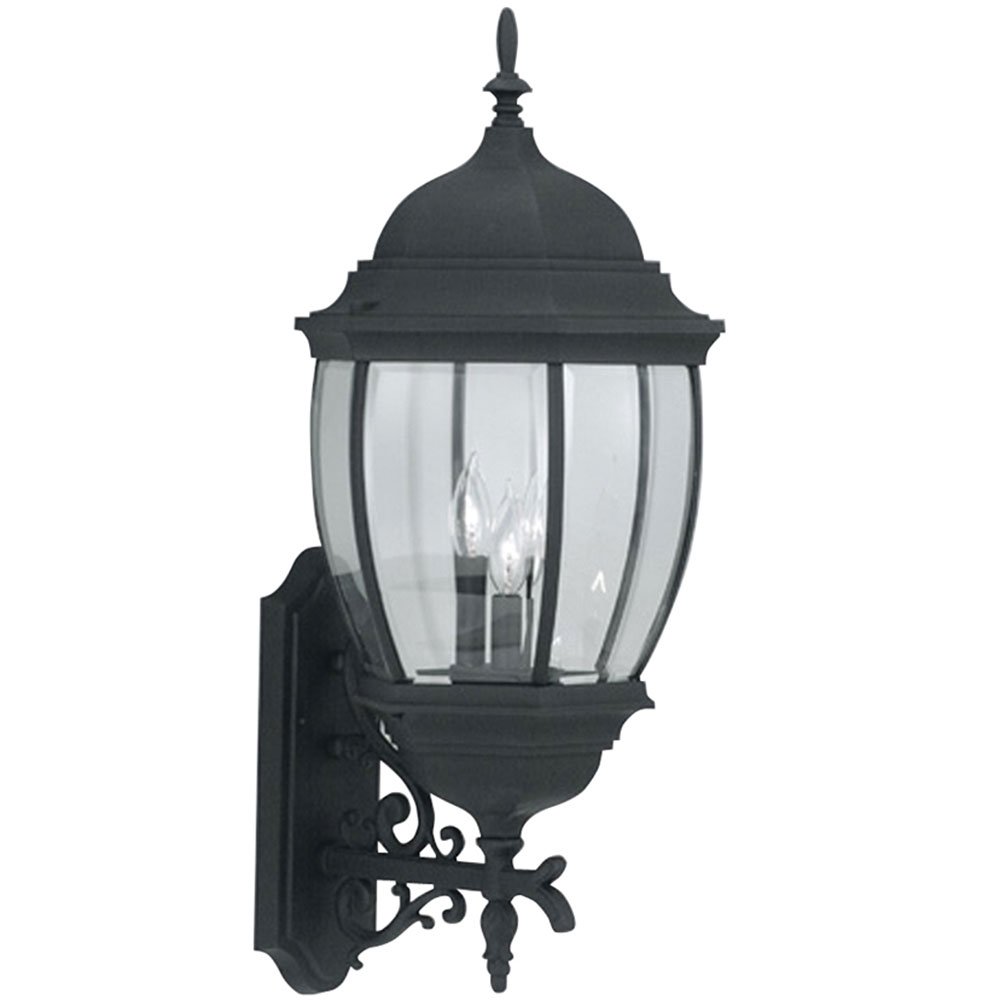 Designers Fountain 13" Wall Lantern in Black with Clear