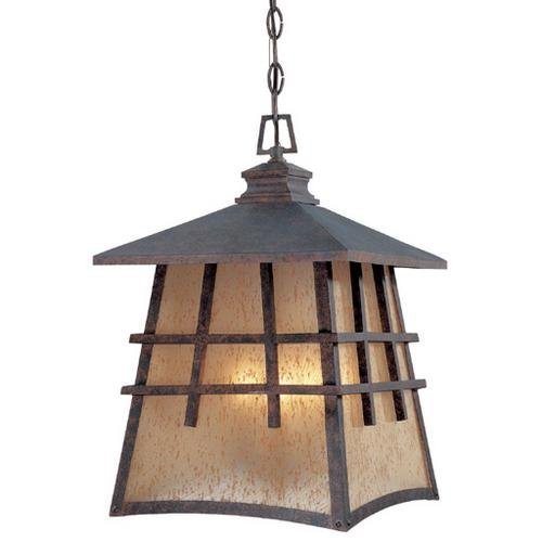 Designers Fountain Exterior Hanging Light in Mediterranean Patina with Amber Patina
