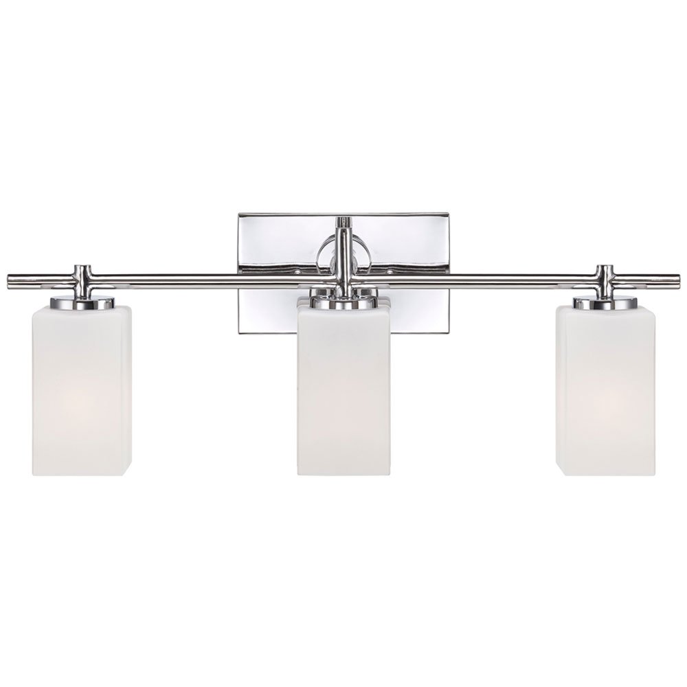 Designers Fountain 3 Light Bath Bar in Chrome with Frosted White Inside