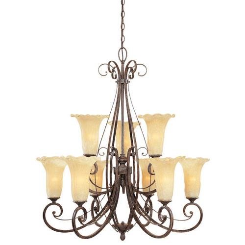 Designers Fountain Interior Chandelier in Warm Mahogany with Champagne Glaze