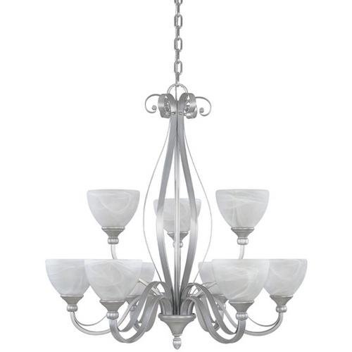 Designers Fountain Chandelier in Matte Pewter with Alabaster