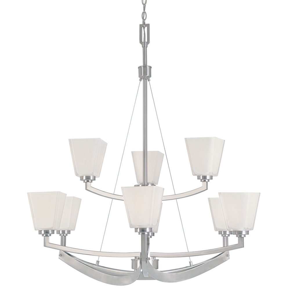 Designers Fountain 9 Light Chandelier in Satin Platinum with Fusione