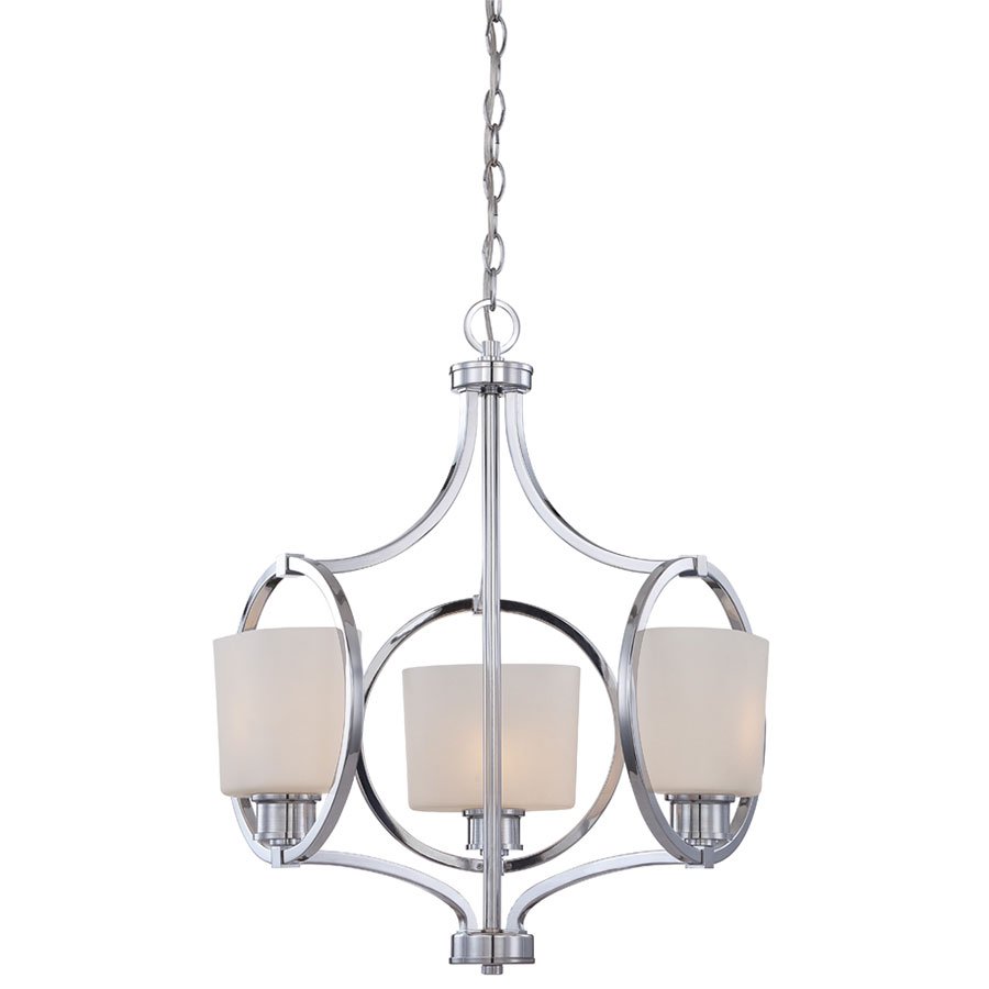 Designers Fountain 3 Light Chandelier in Chrome with White Opal