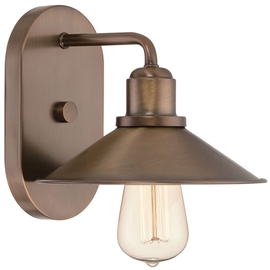 Designers Fountain Wall Sconce in Old Satin Brass with Metal Shade