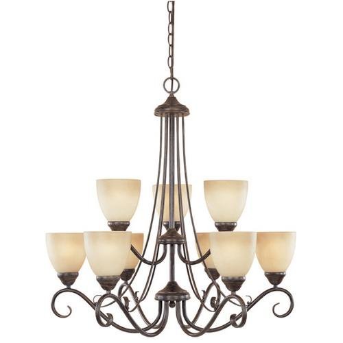 Designers Fountain Interior Chandelier in Warm Mahogany with Amber Sandstone