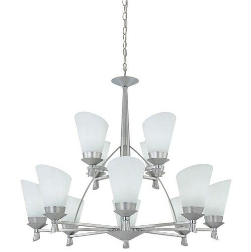 Designers Fountain Interior Chandelier in Satin Platinum - Chrome with Satin Cased Opal