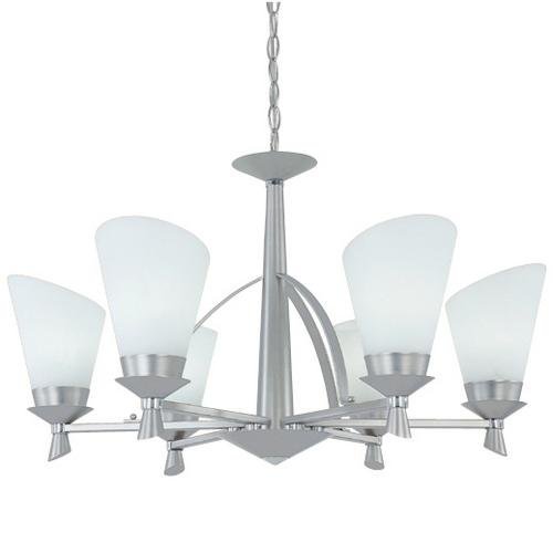 Designers Fountain Interior Chandelier in Satin Platinum - Chrome with Satin Cased Opal