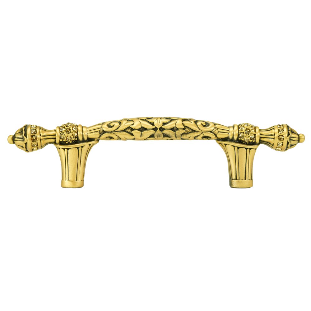 Edgar Berebi 3" Centers Belleview Handle in Museum Gold with with Light Smoke & Topaz Swarovskis