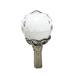 Emenee Large Round Crystal Knob in Antique Bright Silver