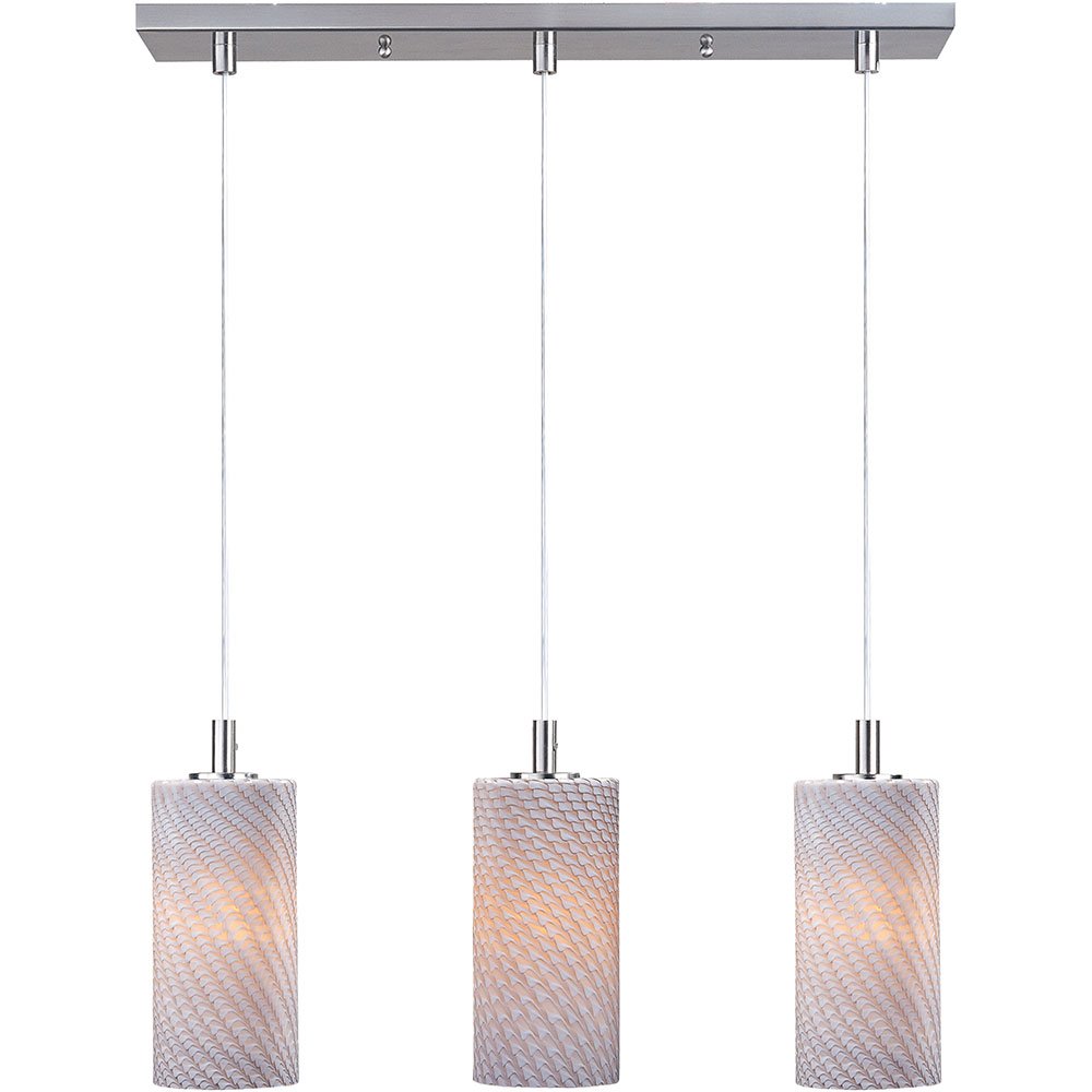ET2 Lighting Linear Pendant in Satin Nickel with Grey Ripple Glass