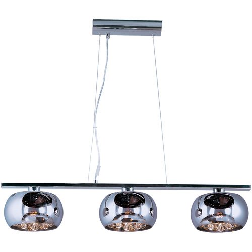 ET2 Lighting 39 1/2" 3-Light Pendant in Polished Chrome with Mirror Chrome Glass