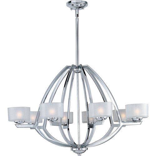 ET2 Lighting 35" 8-Light Chandelier in Polished Chrome with Frost White Glass