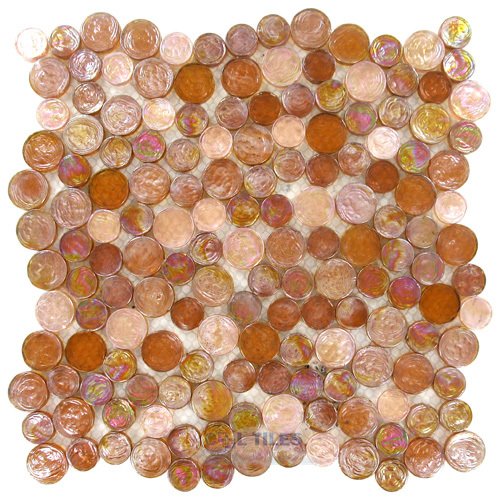 Distinctive Glass 10 7/8" x 10 7/8" Glass Mosaic in Amber Iridescent Mix