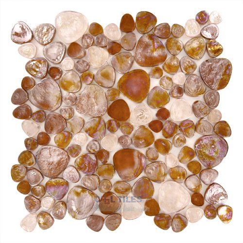 Distinctive Glass 11 1/4" x 11 1/4" Glass Mosaic in Amber Iridescent Mix
