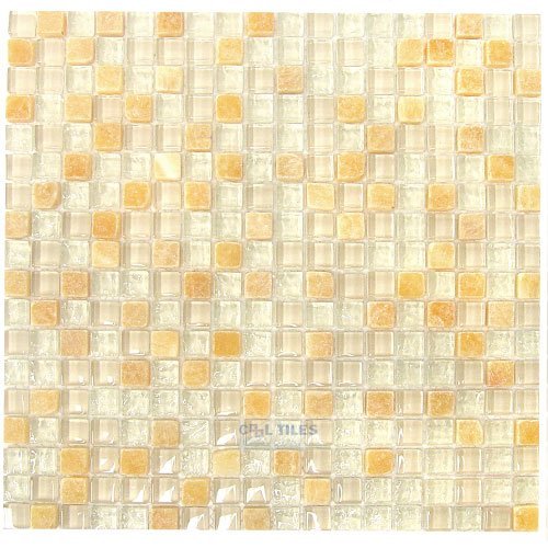 Distinctive Glass Textured Mosaic and Stone 12" x 12" Mesh Backed Sheet