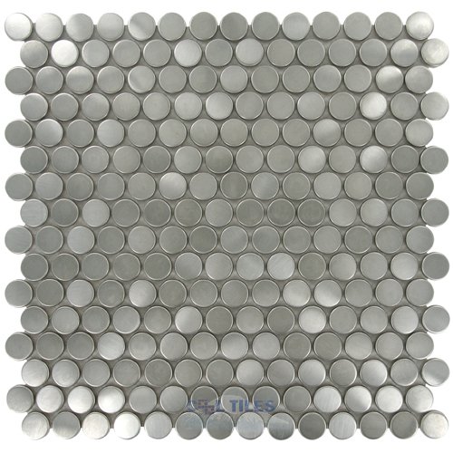 Distinctive Glass Marble Mosiac 11 3/4" x 11 3/4" Mesh Backed Sheet in Stainless Steel