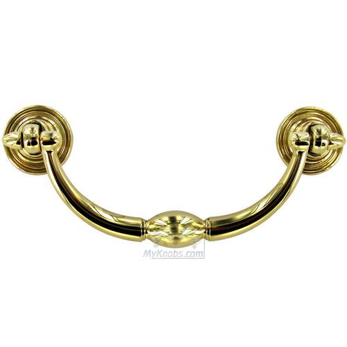 Hafele 3 3/4" Centers Drop Pull in Polished Gold