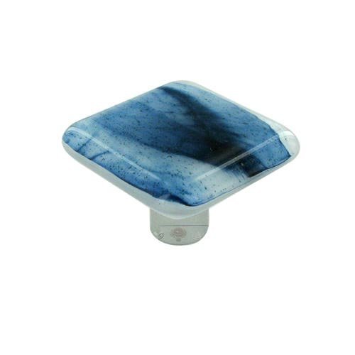 Hot Knobs 1 1/2" Knob in Metallic Blue Clear Swirl with Black base