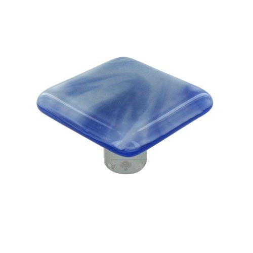 Hot Knobs 1 1/2" Knob in White Swirl & Cobalt Blue with Aluminum base