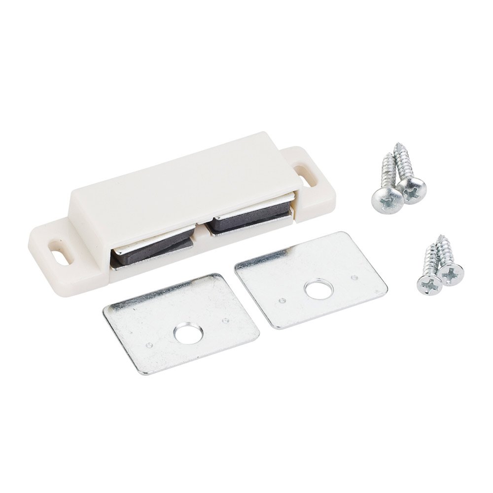 Hardware Resources Double Magnetic Catch with Strike and Screws in White