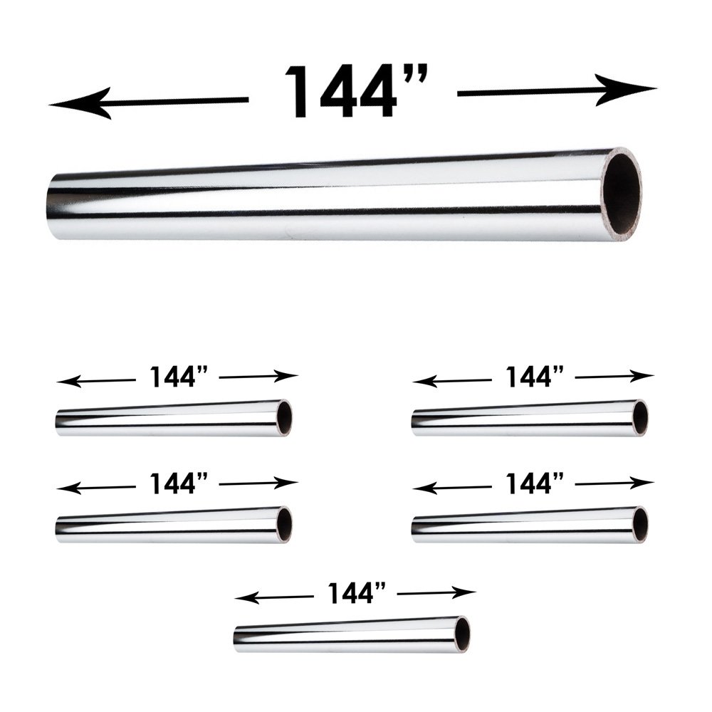 Hardware Resources (6 PACK) 1 1/16" Round 144" Long Steel Closet Rod in Polished Chrome