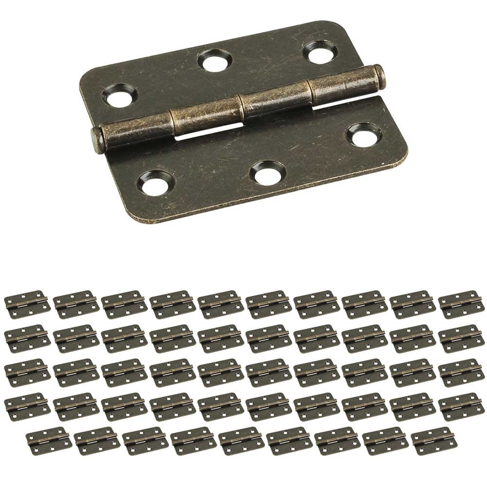 Hardware Resources (50 PACK) 2-1/2" x 2" Radius Butt Hinge in Brushed Antique Brass