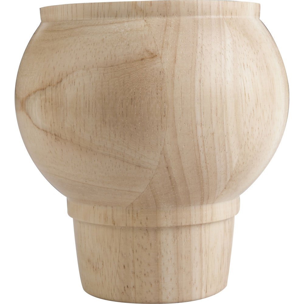 Hardware Resources 4" Round x 4" Tall Bun Foot with Bullnose Design and Tapered Foot in Rubberwood Wood