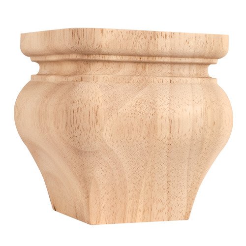 Hardware Resources Square Transitional Bunn Foot in Alder Wood