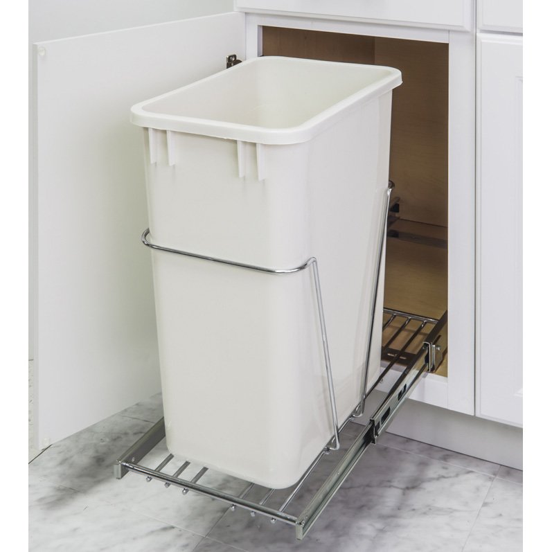 Hardware Resources 35 & 50 Quart Single Pullout Trash Can System in Polished Chrome