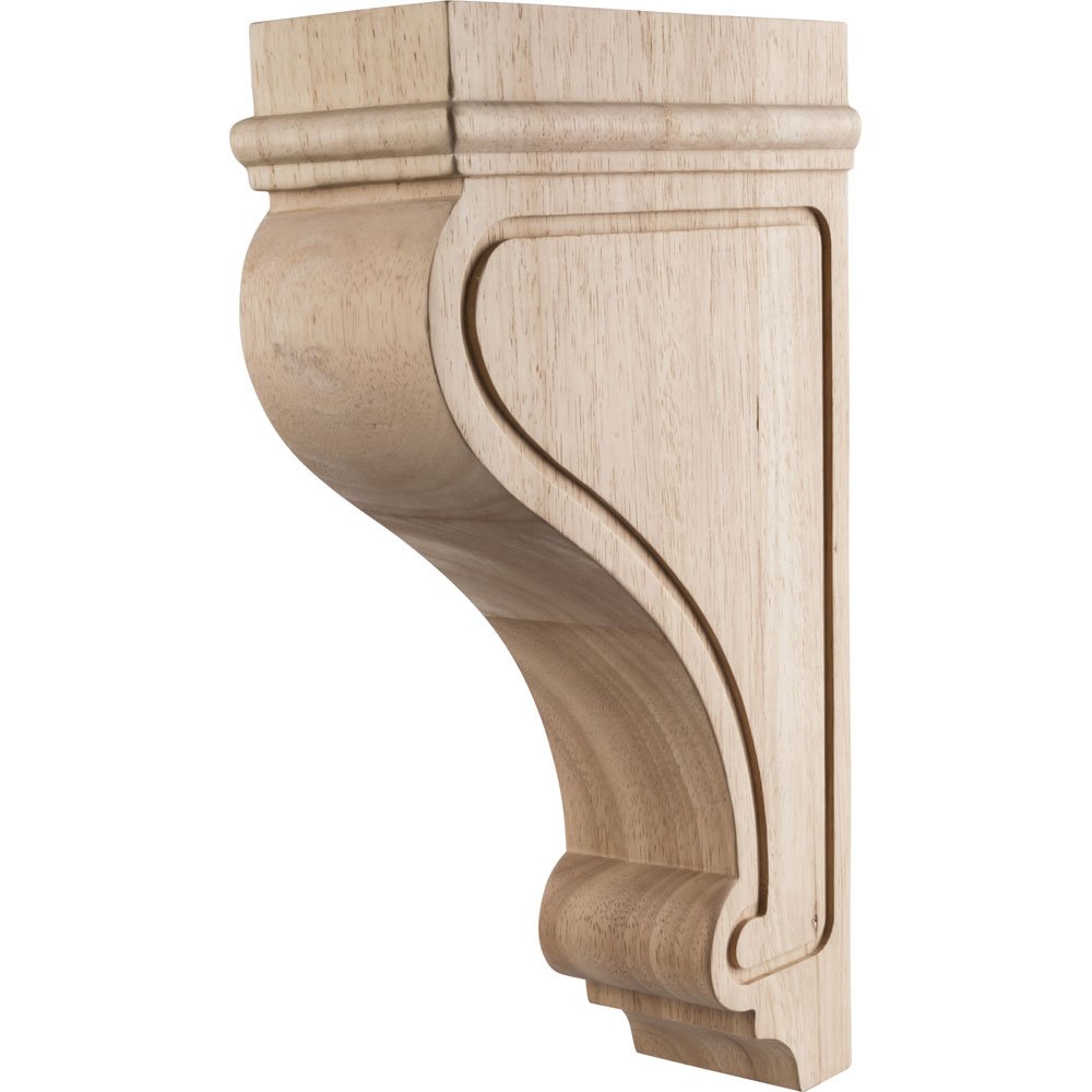 Hardware Resources 3 1/2" x 8" x 14" Transitional Arts & Craft Corbel in Rubberwood Wood