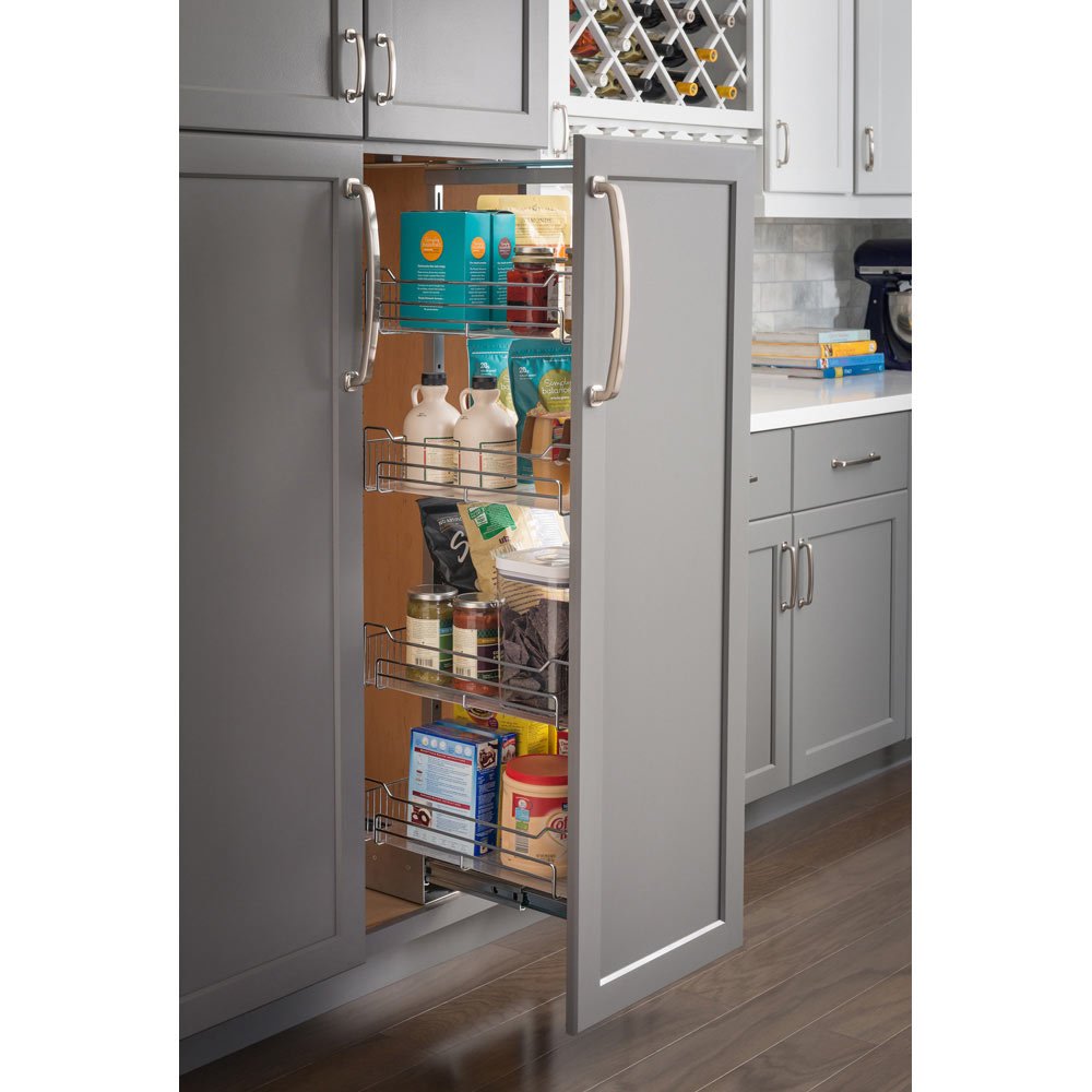 Hardware Resources 12" wire pantry pullout with heavy-duty soft-close in Polished Chrome