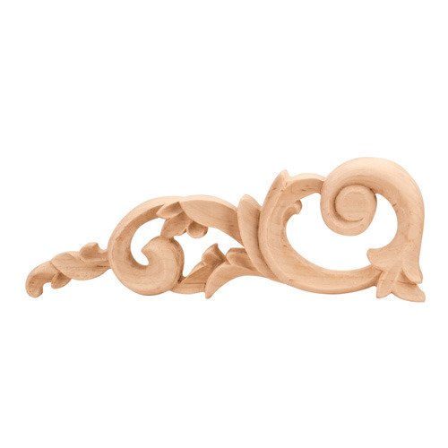 Hardware Resources 10 1/4" x 3 1/2" x 3/4" Acanthus Traditional Onlay (Left) in Hard Maple Wood