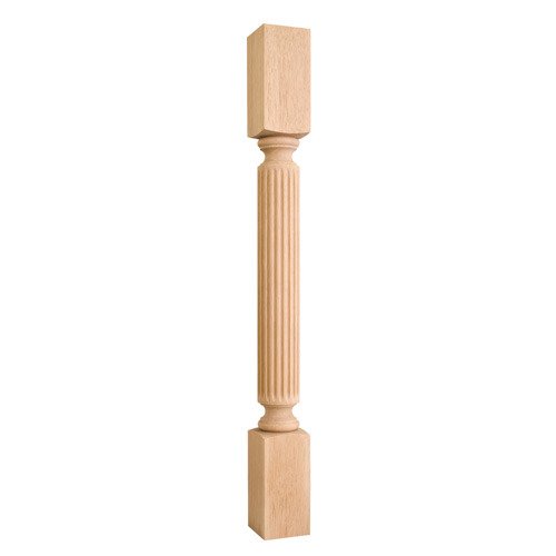 Hardware Resources 3 1/2" x 35 1/2" x 3 1/2" Fluted Traditional Post in Rubberwood Wood