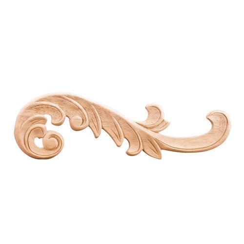 Hardware Resources 3 1/4" Right Acanthus Traditional Applique in Rubberwood Wood