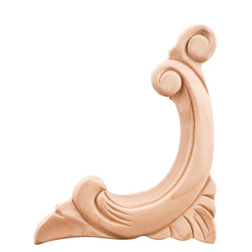 Hardware Resources 4 1/2" Right Acanthus Traditional Applique in Rubberwood Wood
