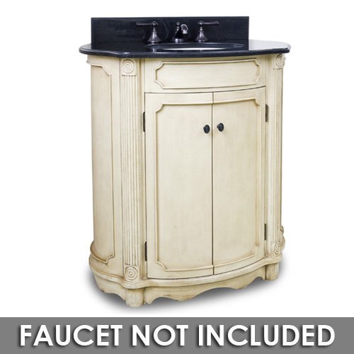 Elements Hardware 30 1/2" Bathroom Vanity in Buttercream with Black Granite Top and Bowl
