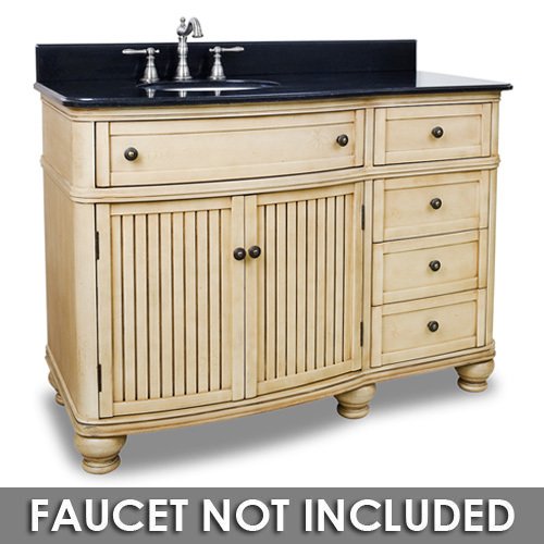 Elements Hardware 48" Bathroom Vanity in Buttercream with Black Granite Top and Bowl