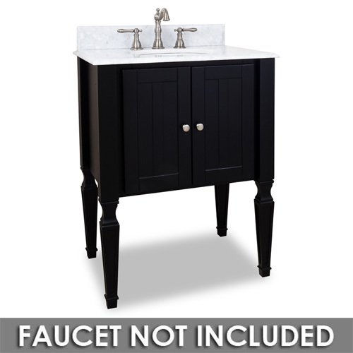 Elements Hardware 28" Bathroom Vanity in Black with White Marble Top and Bowl