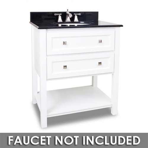 Elements Hardware 31" Bathroom Vanity in White with Black Granite Top and Bowl