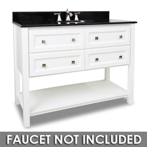 Elements Hardware 48" Bathroom Vanity in White with Black Granite Top and Bowl
