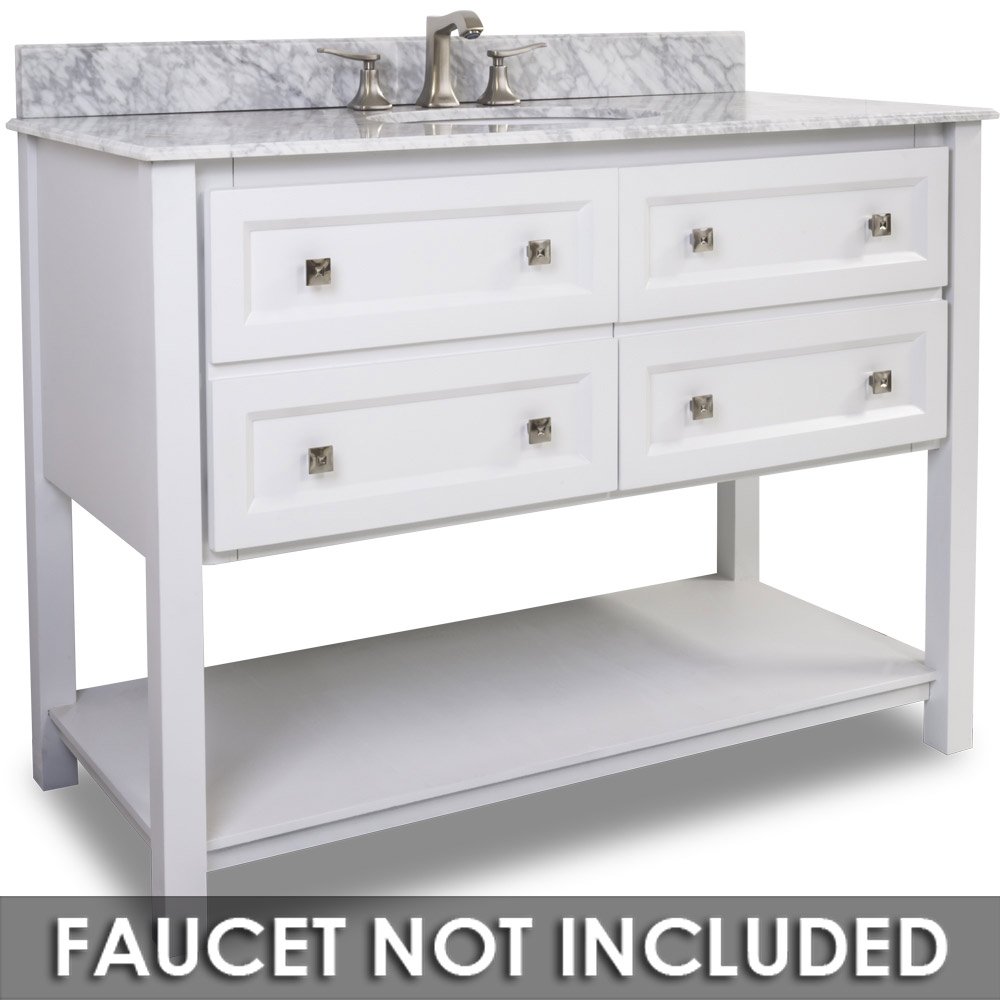 Elements Hardware 48" Single Vanity with Preassembled Top and Bowl in Painted White with White Top