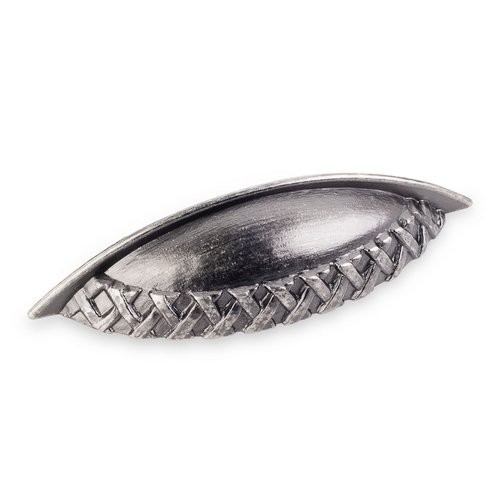 Hardware Resources 3 3/4" Centers Cup Pull with Braid Detail in Distressed Pewter