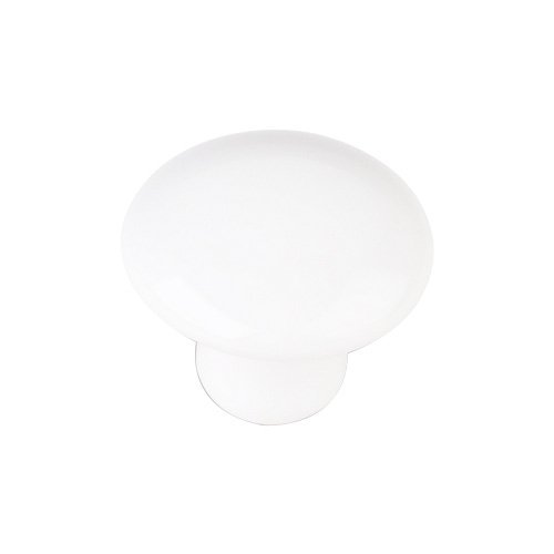 Hardware Resources 1 3/8" Diameter Ceramic Knob in White Powder Coat