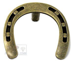 Wild Western Hardware Horseshoe Knob in Antique Brass