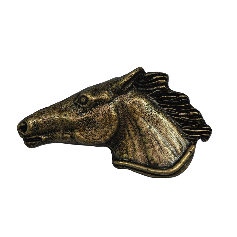Wild Western Hardware Horse Head Left Pull in Antique Brass